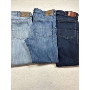 Lot of 3 Duluth Trading Ballroom Double Flex Jeans Men 36x32 Light, Med, Dark